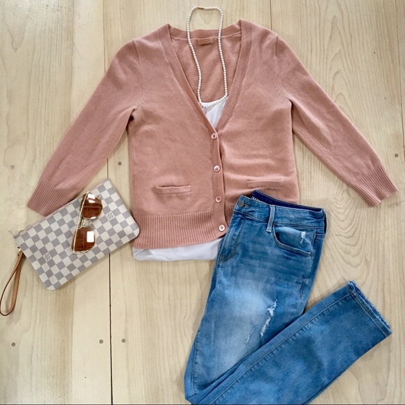 J. Crew Sweaters - J. Crew 100% Cashmere Mauve Cardigan